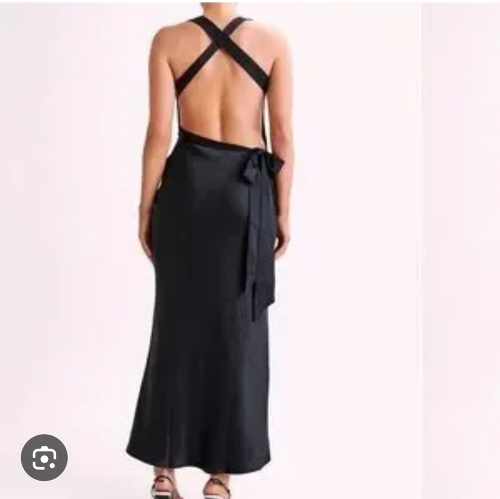 Meshki Caellie Satin Cowl Maxi Dress In Black Size Xs